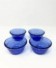 Vintage Set of 4 Pyrex #463 Cobalt Blue Custard Cups 6 oz Glass Ramekins USA