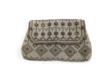 Art Deco Antique White and Gold Beaded Clutch Small Vintage Necessities Purse