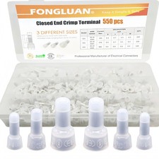 550pcs Closed End Crimp Connectors,Wire End Caps,24-10 Gauge Copper Core and