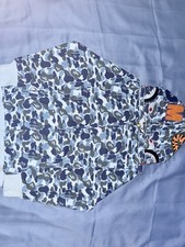 A Bathing Ape Camo Shark Graphic Full Zip Fleece Hoodie Blue White Gray Men