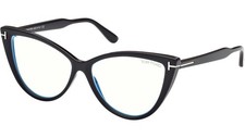 NEW TOM FORD FT5843-B 005 BLACK/CLEAR BLUE LIGHT BLOCK 56MM AUTHENTIC EYEGLASSES