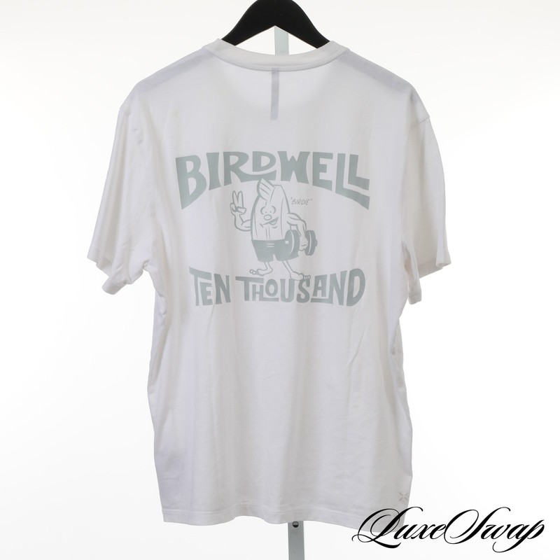 Ten Thousand x Birdwell Beach Britches Optic White Birdie Man Logo Tee Shirt L