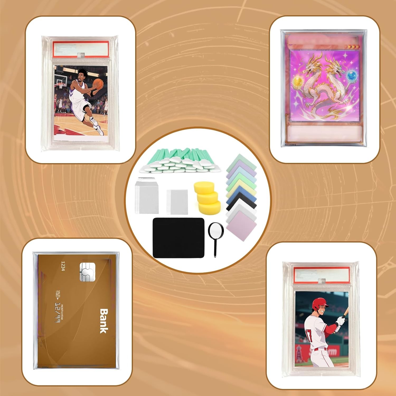 XANGNIER 145 Pcs Card Cleaning Kit,Trading Sports Card Repair and Care Tool Kit 