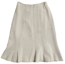 VTG Lauren Ralph Lauren Wool Skirt Tan Midi A Line Office Capsule Quiet Luxury