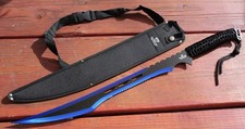 25&rdquo; Machete Fang Black Full Tang Nylon Sheath Tactical Stealth Nylon Sheath Saw