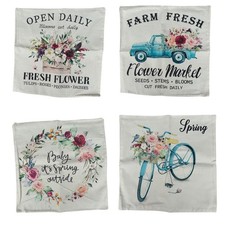 New YGEOMER Set Of 4 Fresh Flower Spring Linen Throw Pillow Cover Case 18"x18"