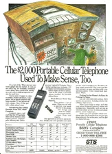 1989 STS CP832 Cell Phone Satellite Technology Services vintage Print AD