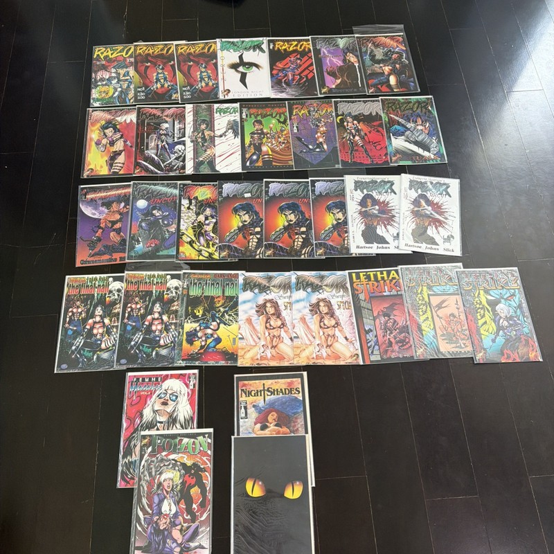 HUGE LOT OF 34 RAZOR LONDON NIGHT STUDIOS 1992 COMIC BOOKS NIGHTSHADES & MORE
