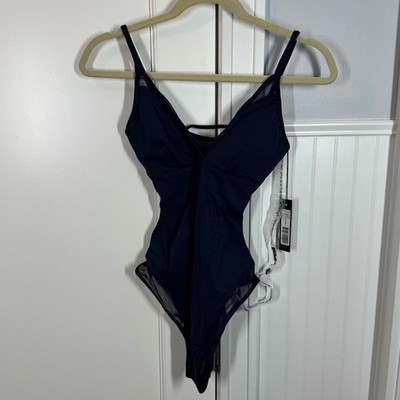 TA3 Mesh One Piece Swim Meshy in Midnight Blue Size Small Regular / Long NWT