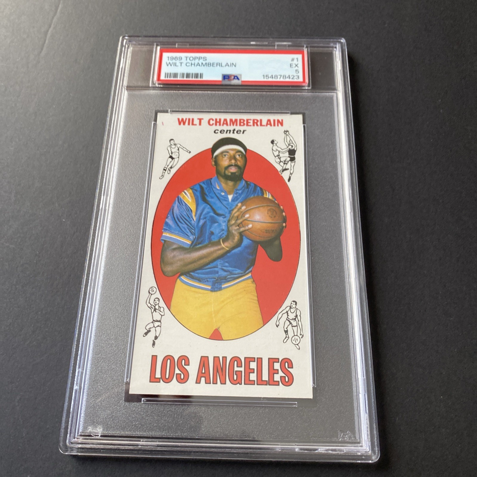 WILT CHAMBERLAIN 1969 TOPPS # 1 TALL BOY VINTAGE CARD Recent Grade PSA5 LAKERS view 5