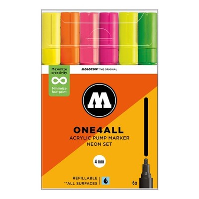 Molotow One4All Acryl Marker 227HS Neon Set (6 Marker) - 4 mm Spitze