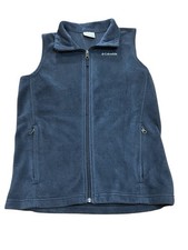 Columbia Kids Fleece Vest Navy Blue Zip Front Size L 14-16 Boys Girls Outerwear