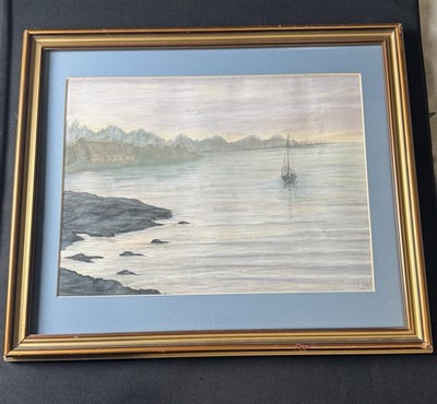 Original signiertes Pastell Kunstwerk ''Das Geisterschiff'' von C.R. Wilding gerahmt