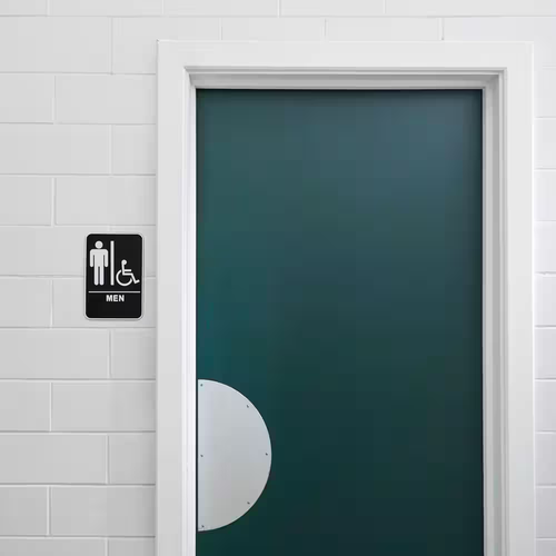 6 In. X 9 In. Men Handicap Accessible ADA Restroom Sign with Braille - Picture 4 of 12