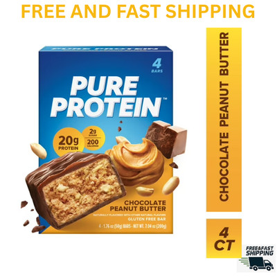 Pure Protein Bars Chocolate Peanut Butter 4 Pack Gluten Free 20g Protein 1.76 oz