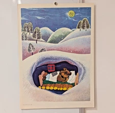 Ukrainian Folk Poster 1988 - Soviet USSR -forest fox Interior design art cute