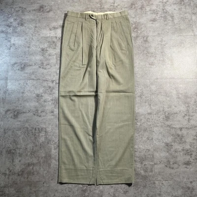 Pantalon plissé jambes larges vert olive Giorgio Armani Le Collezioni... - Photo 1/4