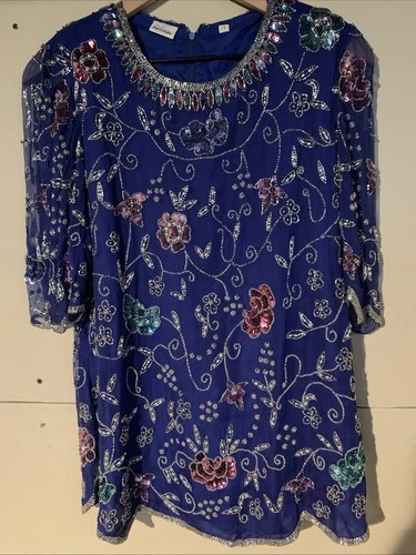 Vintage Odeon Silk & Sequin Shirt 90s Dressy Top