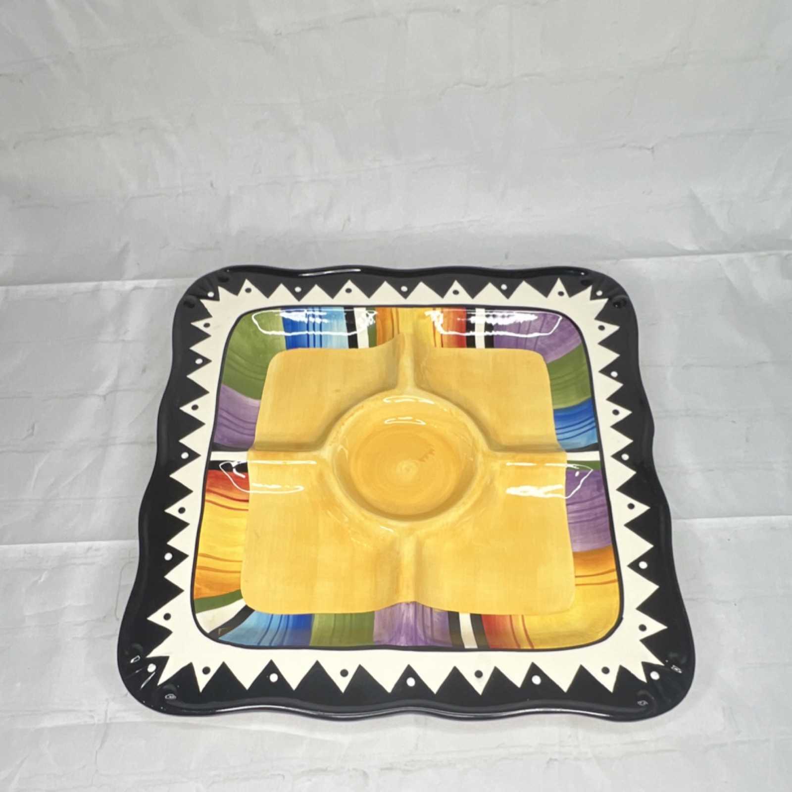 Gibson Elite Square Multicolor Divided Ceramic Dish Glossy H