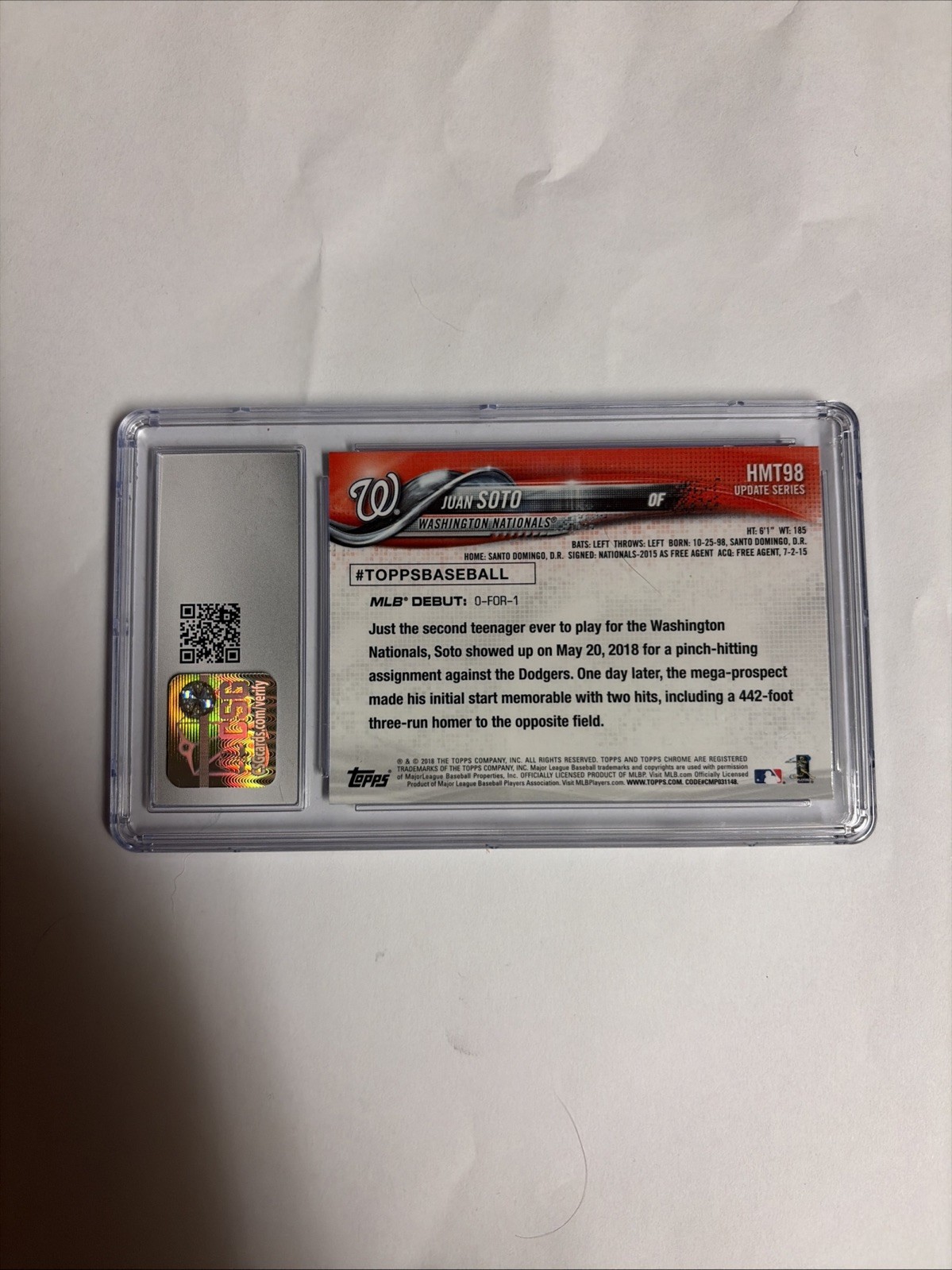 2018 Topps Chrome Update - Rookie Debut Juan Soto #HMT98 CSG 10 NATIONALS!! view 6