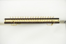Vintage Wooden Gold-Tone Hardware Wall Mounted 36 Tie Rack Belt Hooks