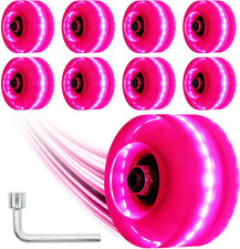 Light up Roller Skate Wheels 8 Pack, 78A Hardness LED Skateboard Wheels with ...