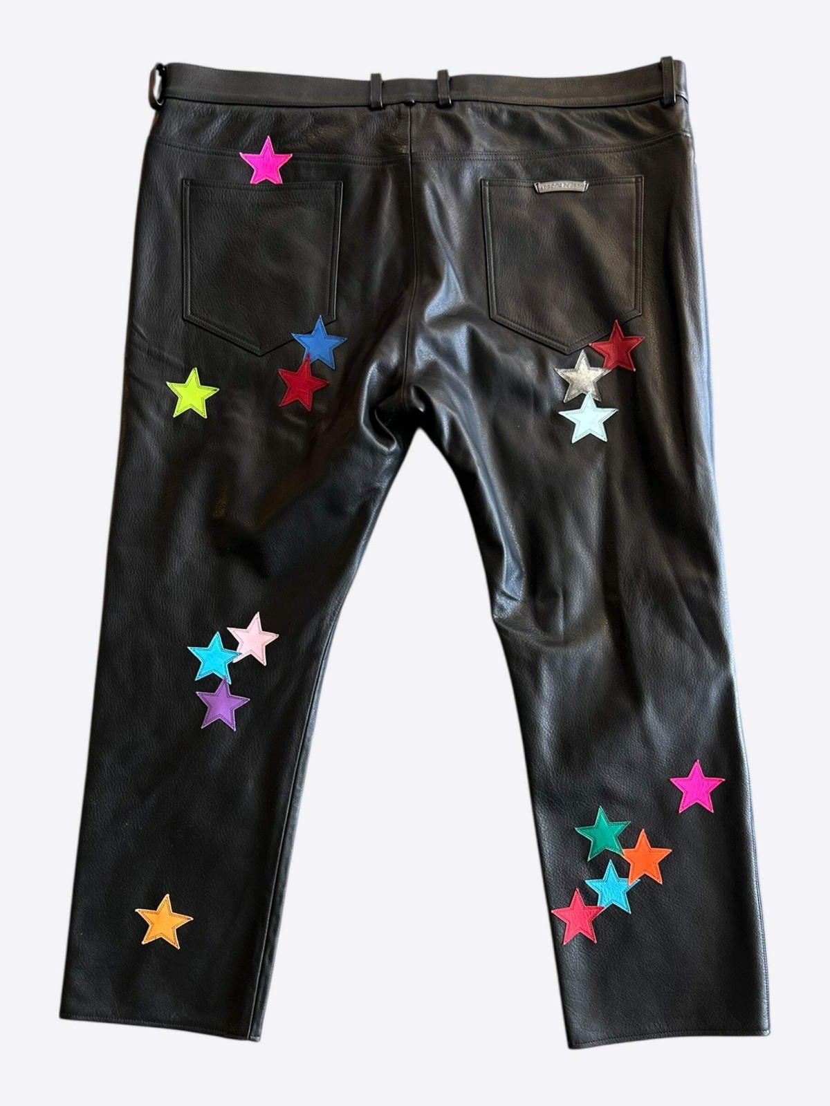 Chrome Hearts Black & Multicolor Star Patch Leather Pants image 2