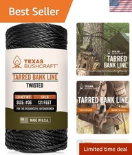 Versatile Tarred Bank Line - Black Twisted Nylon Cordage for Outdoors - 131 Ft
