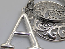 Monogram Letter "A" Floral Silvertone Keychain