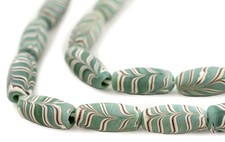 Pistachio Green Java Glass Feather Beads 8mm Indonesia Oval Large Hole