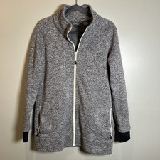 Retro EDDIE BAUER Gray Casual Zip UpLong Slee...