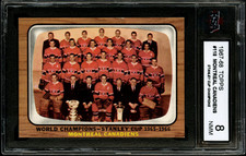 1966-67 TOPPS HOCKEY~#118~MONTREAL CANADIENS~STANLEY CUP CHAMPIONS~KSA 8 NM-MT