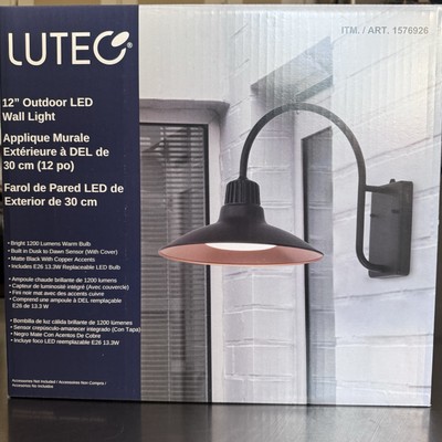 Lutec 12'' Outdoor LED Wall Light 1576926 Brand New