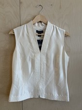 Ann Taylor Womens Ivory Satin Beaded V-Neck C...