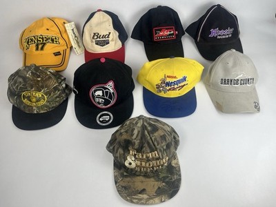 Lot 9 Vintage Advertising Snapback Hats Caps Racing Nesquik Budweiser Hoosier