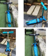Micro Mini Deluxe Led Scooter Aqua Blue Adjustable Height Age 2-5 