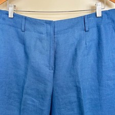 Talbots Irish Linen Pants Womens 14 Tapered Lined Navy HIgh Rise