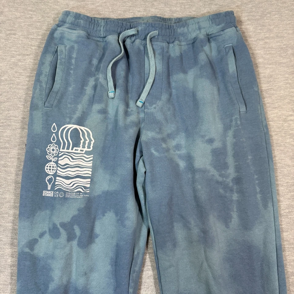 Pantalones de chándal Stance para hombre L azul tie dye polar gráfico salón ropa de calle Foto 2 de 4