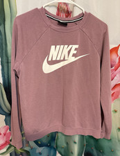 Nike Sportswear Purple Logo Graphic Print Crewneck Pullover Sweatshirt Women's M