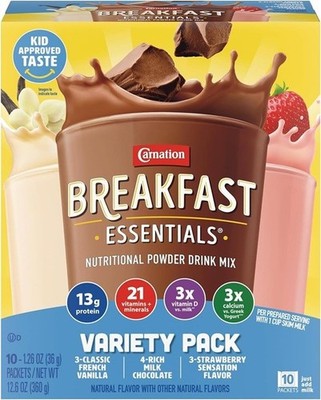 Nestle Carnation Breakfast Essentials Nutritional Drink Variety Pack 60 Ct.