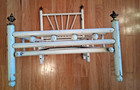 Antique Vintage White Wood Wooden Victorian Folding Doll Bed & Mattress & Pillow — photo 7