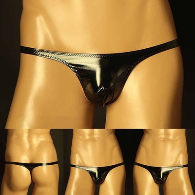 G-String Pu-Leder Unterwäsche Wel Look Erotisch Glänzend Höschen Penisbeutel