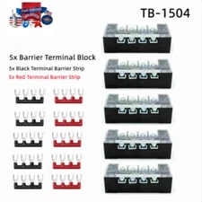 5 Pcs 600V 15A 4P Dual Row Barrier Terminal Block + 10 x Terminal Stripes