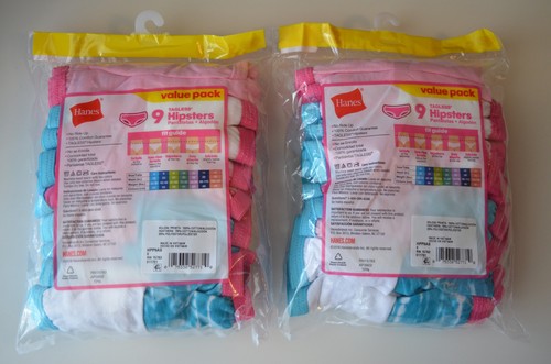 Lot of 18 Hanes Girls Cotton Hipster Panties Underwear Multi Color Size 8 - Picture 2 of 2