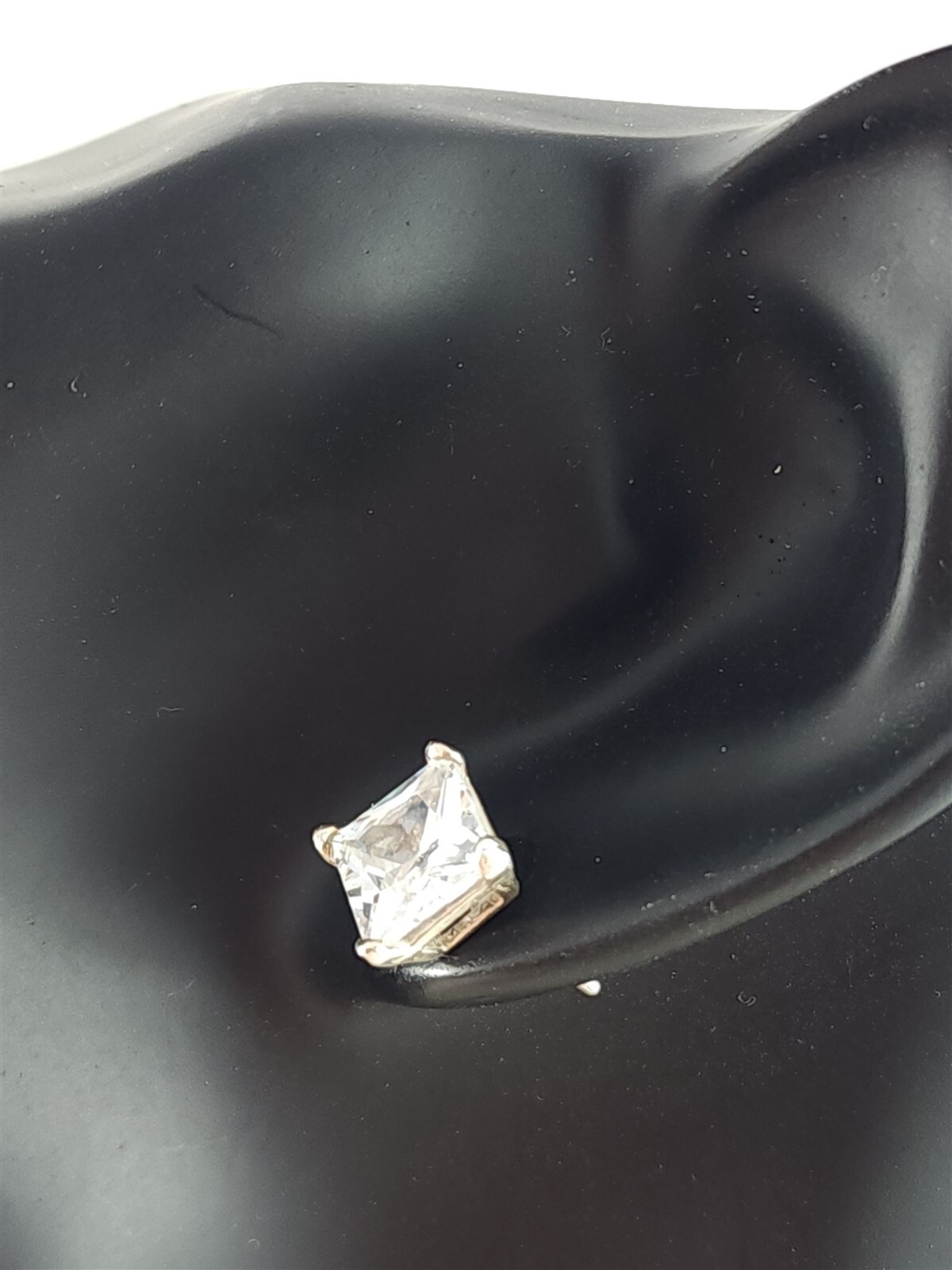 Solid Sterling Silver Sparkling Square Gemstone S… - image 4