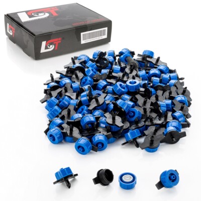100x Micro Dripper Mini Tropfer Garten Bewässerung druckreguliert blau 2L/h 