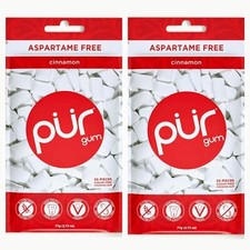 PUR Xylitol Chewing Gum CINNAMON 55 Pieces, 2 Pack Sugarless Vegan Pure