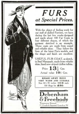 1914 DEBENHAM & FREEBODY Furrier Fur Coats London Vintage Ad 