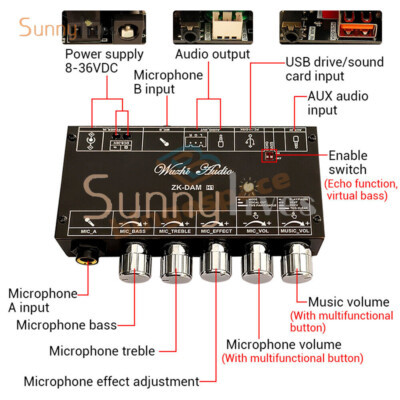 H1 DC8-36V Audio Amplifier Power AMP Bluetooth AUX Preamp Board Combination DIY