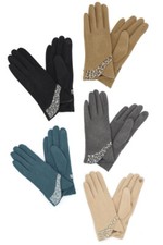 ScarvesMe Women's Winter Warm Soft Leopard Pattern Trim Accent Gloves